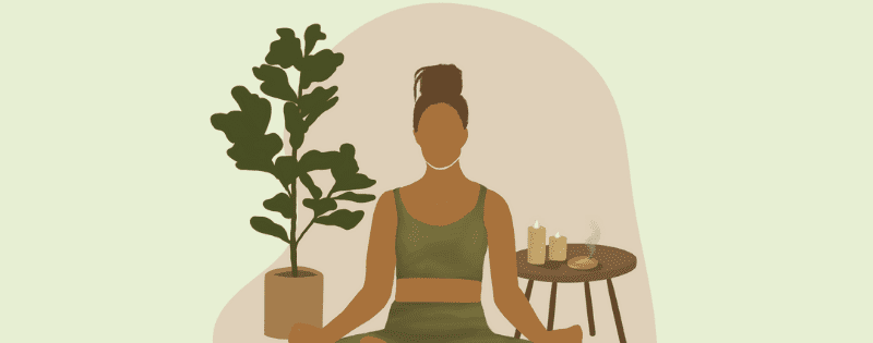 Woman practicing yoga and meditation representing holistic wellness, calm mind, and natural healing.