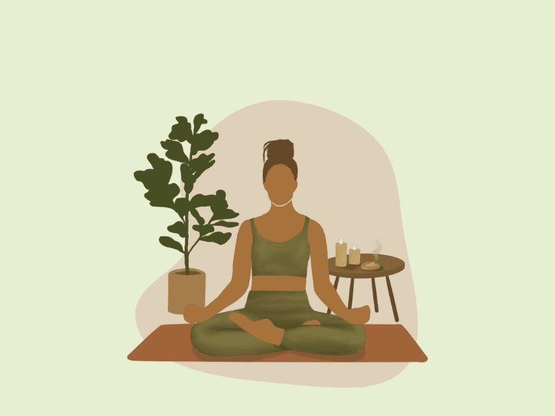 Woman practicing yoga and meditation representing holistic wellness, calm mind, and natural healing.
