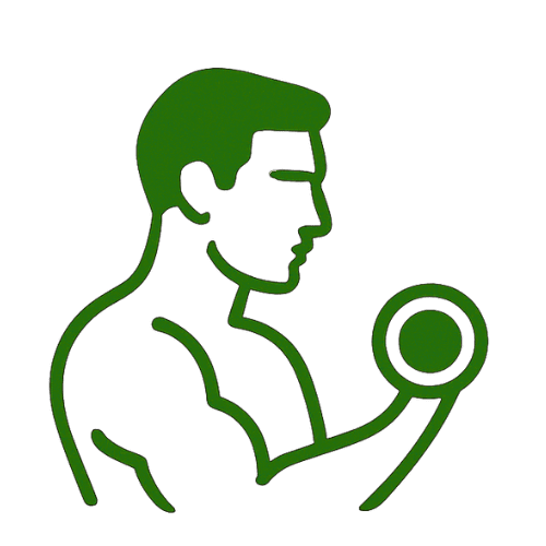 Men’s health and fitness icon representing strength, stamina, and overall wellness support.