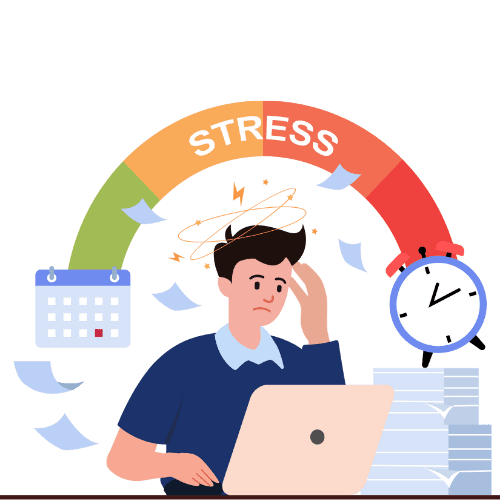 Visual representation of mental stress, workload pressure, and imbalance affecting daily wellness